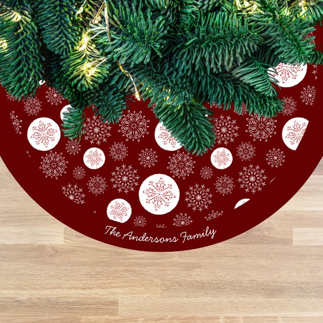 Whimsical Handritad Snöflingemönster  Julgransmatta Fleece (Skapare uppladdad)