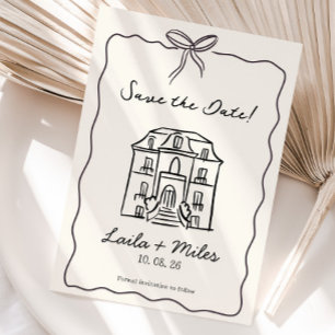 Whimsical handritad Spara datum Plats-kort Datumet