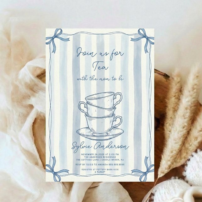 Whimsical Handritad Tea Bebis Shower Inbjudningar (Skapare uppladdad)