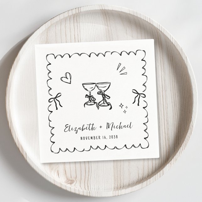 Whimsical Handritad Vågig Ram Bröllop Pappersservett (Skapare uppladdad)