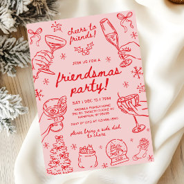 Whimsical Handritad Vännernas Julfest Inbjudningar