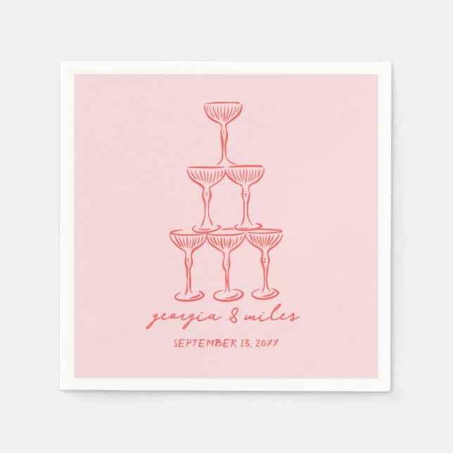 Whimsical Handritade Bröllopsservetter Pappersservett (Framsidan)