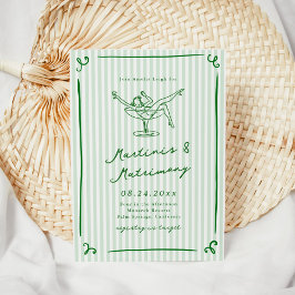 Whimsical Handritade Gröna Martinis & Äktenskap Inbjudningar