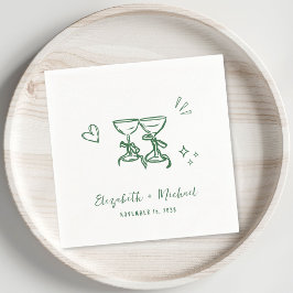 Whimsical Handritade Gröna Vinglas Bröllop Pappersservett