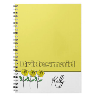 Whimsical Handritade Gula Rosor Anteckningsbok