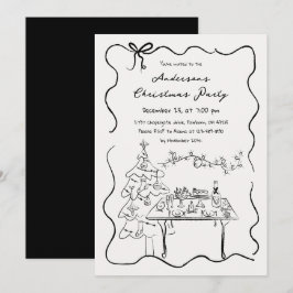 Whimsical Handritade Klotter Julfest Inbjudningar