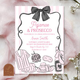 Whimsical Handritade Rosa Pyjamas och Prosecco Inbjudningar