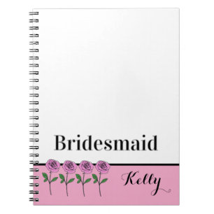 Whimsical Handritade Rosa Rosor Brudtjänsteman Anteckningsbok