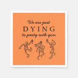 Whimsical Handritade Skelett Halloweenfest Pappersservett