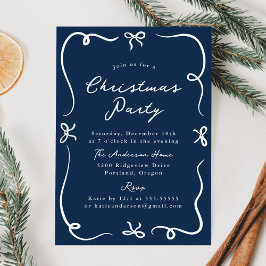 Whimsical Handritade Slingor Navy Julfest Inbjudningar