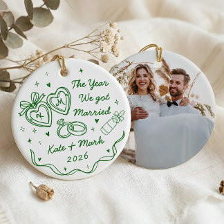 Whimsical Handritat Första Julen Gift Julgransprydnad Keramik