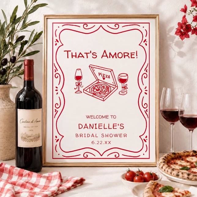 Whimsical Handritat That's Amore Bröllopsdusch Poster (Skapare uppladdad)