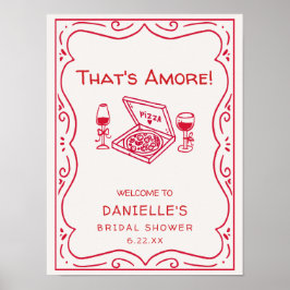 Whimsical Handritat That's Amore Bröllopsdusch Poster