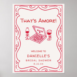 Whimsical Handritat That's Amore Bröllopsdusch Poster