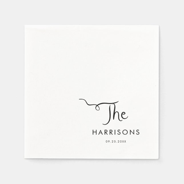 Whimsical Handskriftlig Bröllop Pappersservett (Framsidan)
