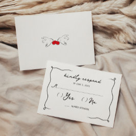 Whimsical Handskriven Körsbärsbröllop Tilläggskort