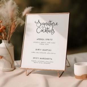 Whimsical Handwrite Cocktail Menu Poster