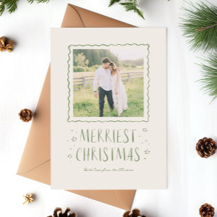 Whimsical Handwrite God jul Grönt Julkort
