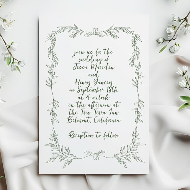 Whimsical Handwrite Ivy Ram Botanical Bröllop Inbjudningar (Skapare uppladdad)