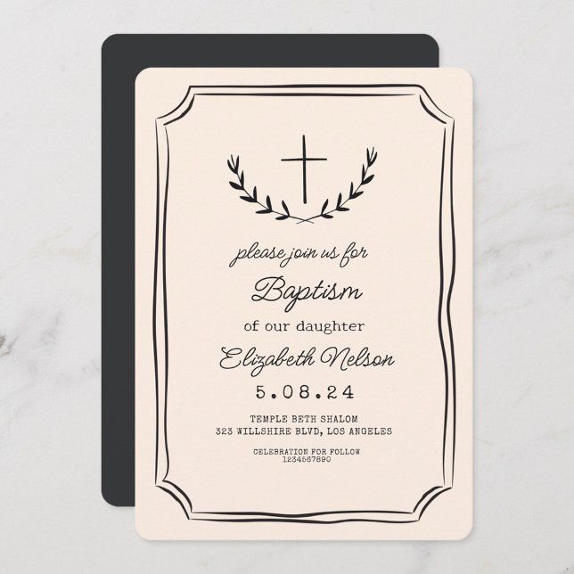 Whimsical Handwriter Kor Baptism Inbjudningar (Skapare uppladdad)