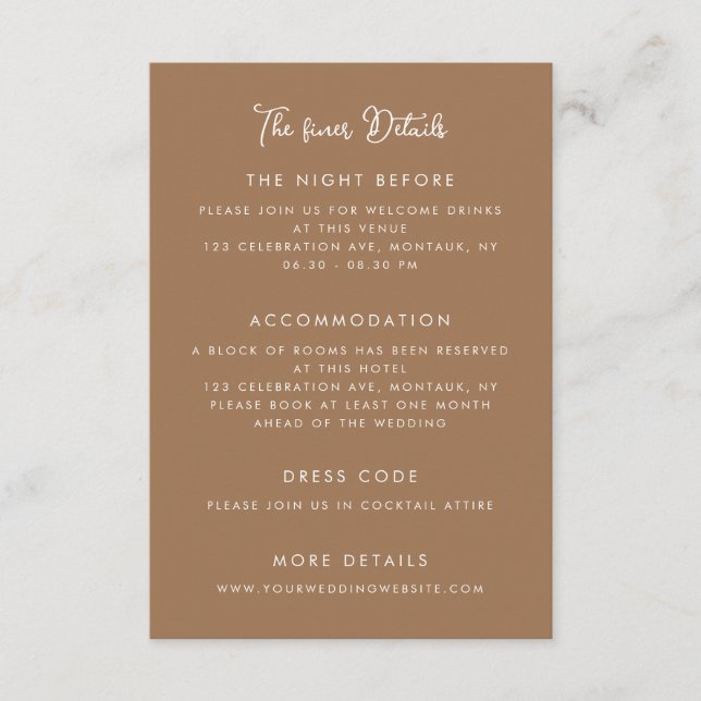 Whimsical Handwritten Wedding Details Tilläggskort (Framsida)