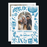 Whimsical Hanukkah Cute Custom Arch 3 PHOTO  Julkort<br><div class="desc">Perfect cute card for a fun holiday greeting! Hand made art for you! Perfect for a winter, hanukkah, holiday party or other event. FULLY CUSTOMIZABLE! Click on “Personalize” above to edit the text and add your own photos. Click "edit using design tool" to adjust the fonts, colors and placements. (check...</div>