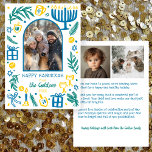 Whimsical Hanukkah Cute Custom Arch 3 PHOTO  Julkort<br><div class="desc">Perfect cute card for a fun holiday greeting! Hand made art for you! Perfect for a winter, hanukkah, holiday party or other event. FULLY CUSTOMIZABLE! Click on “Personalize” above to edit the text and add your own photos to the back and front. Click "edit using design tool" to adjust the...</div>
