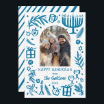 Whimsical Hanukkah Cute Custom Arch PHOTO  Julkort<br><div class="desc">Perfect cute card for a fun holiday greeting! Hand made art for you! Perfect for a winter, hanukkah, holiday party or other event. FULLY CUSTOMIZABLE! Click on “Personalize” above to edit the text and add your own photos. Click "edit using design tool" to adjust the fonts, colors and placements. (check...</div>