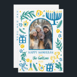 Whimsical Hanukkah Cute Custom Arch PHOTO  Julkort<br><div class="desc">Perfect cute card for a fun holiday greeting! Hand made art for you! Perfect for a winter, hanukkah, holiday party or other event. FULLY CUSTOMIZABLE! Click on “Personalize” above to edit the text on the front and back and add your own photos. Click "edit using design tool" to adjust the...</div>