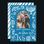 Whimsical Hanukkah Cute Custom Arch PHOTO  Julkort<br><div class="desc">Perfect cute card for a fun holiday greeting! Hand made art for you! Perfect for a winter, hanukkah, holiday party or other event. FULLY CUSTOMIZABLE! Click on “Personalize” above to edit the text and add your own photos. Click "edit using design tool" to adjust the fonts, colors and placements. (check...</div>