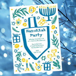 Whimsical Hanukkah Julfest Cute Anpassningsbar Inbjudningar