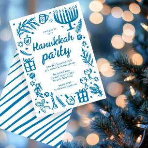 Whimsical Hanukkah Julfest Cute Anpassningsbar Inbjudningar