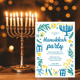 Whimsical Hanukkah Julfest Cute Anpassningsbar Inbjudningar