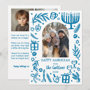 Whimsical Hanukkah Söt Anpassningsbar Båge 3 FOTO Julkort