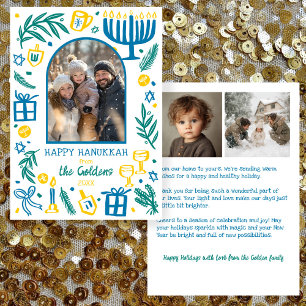 Whimsical Hanukkah Söt Anpassningsbar Båge 3 FOTO Julkort