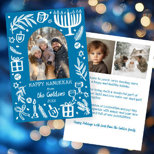 Whimsical Hanukkah Söt Anpassningsbar Båge 3 FOTO Julkort