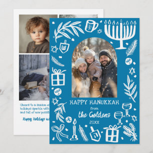 Whimsical Hanukkah Söt Anpassningsbar Båge 4 FOTO Julkort