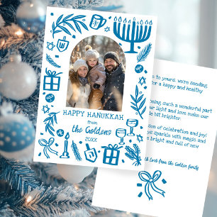 Whimsical Hanukkah Söt Anpassningsbar Båge FOTO Julkort