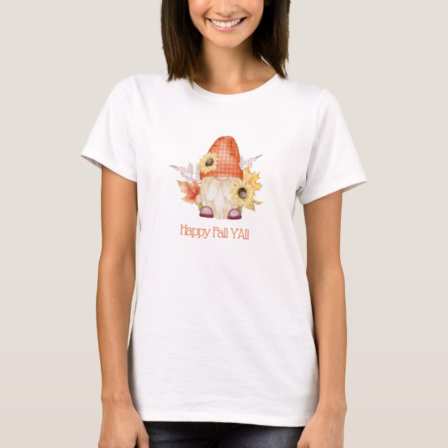 Whimsical Happy Fall YAll T-Shirt på svenska (Framsida)