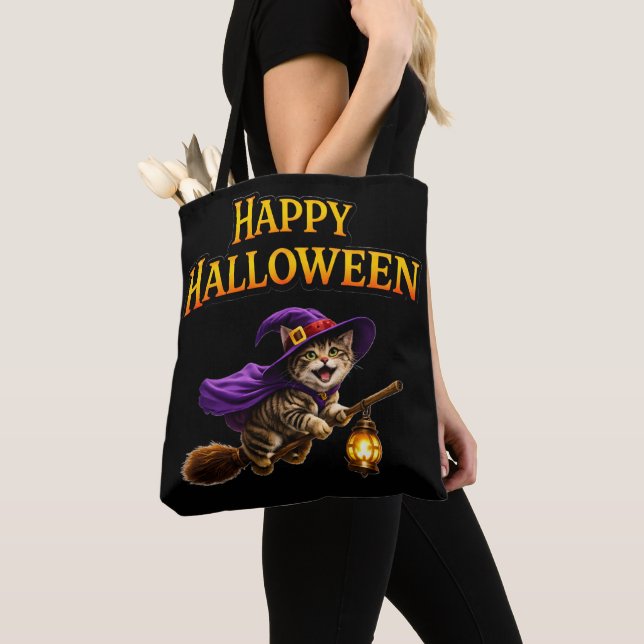 Whimsical happy Halloween tote bag carry your trea Tygkasse (Närbild)