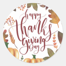 Whimsical Happy thanksgiving Day | Sticker Runt Klistermärke