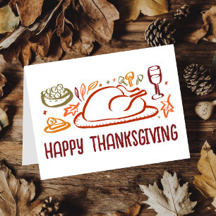 Whimsical Happy thanksgiving Friendsgiving Anpassn Kort