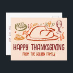 Whimsical Happy thanksgiving Friendsgiving Anpassn Vykort<br><div class="desc">Söt vykort för perfekt att önska happy thanksgiving till familj, vänner eller kolleger! Hand skapade konst åt dig! Perfekt för en Thanksgiving helgdag eller Friendsgiving - ändra texten efter dina behov. FULLT ANPASSADE! Klicka på "Anpassa" ovan om du vill redigera texten på framsidan och baksidan. Klicka på "Redigera med verktyg"...</div>