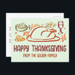 Whimsical Happy thanksgiving Friendsgiving Anpassn Vykort<br><div class="desc">Söt vykort för perfekt att önska happy thanksgiving till familj, vänner eller kolleger! Hand skapade konst åt dig! Perfekt för en Thanksgiving helgdag eller Friendsgiving - ändra texten efter dina behov. FULLT ANPASSADE! Klicka på "Anpassa" ovan om du vill redigera texten på framsidan och baksidan. Klicka på "Redigera med verktyg"...</div>
