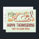 Whimsical Happy thanksgiving Friendsgiving Anpassn Vykort<br><div class="desc">Söt vykort för perfekt att önska happy thanksgiving till familj, vänner eller kolleger! Hand skapade konst åt dig! Perfekt för en Thanksgiving helgdag eller Friendsgiving - ändra texten efter dina behov. FULLT ANPASSADE! Klicka på "Anpassa" ovan om du vill redigera texten på framsidan och baksidan. Klicka på "Redigera med verktyg"...</div>