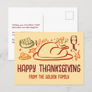 Whimsical Happy thanksgiving Friendsgiving Anpassn Vykort