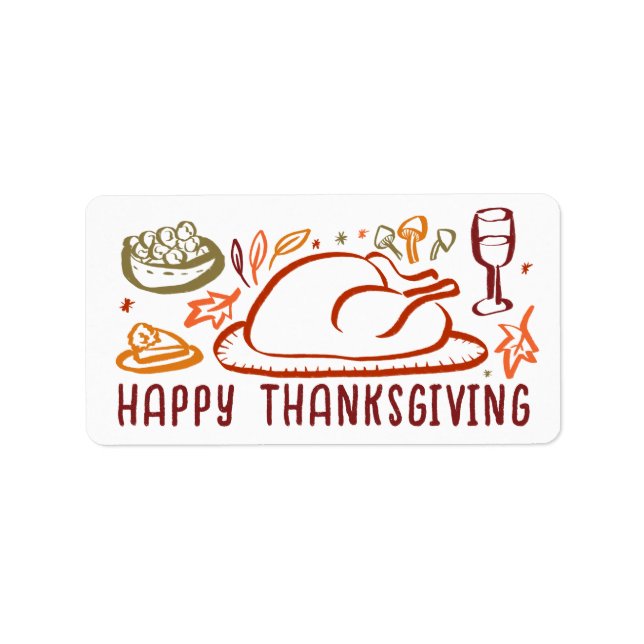 Whimsical Happy thanksgiving Friendsgiving Sticker Adressetikett (Framsidan)