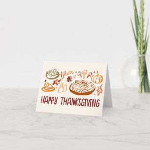 Whimsical Happy thanksgiving Friendsgiving Vegan Kort