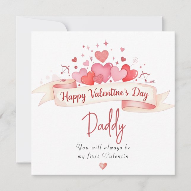 Whimsical Happy Valentine's Day Daddy Greeting  Julkort (Framsida)