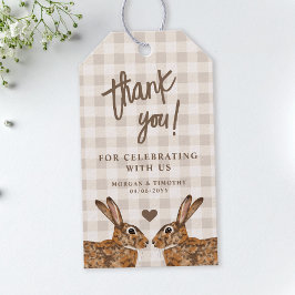 Whimsical Hare Bunnies In Love Wedding Thank You Presentetikett